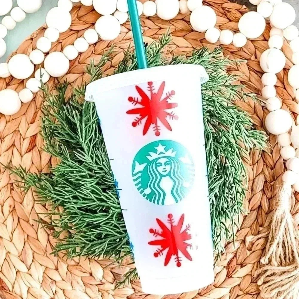 Starbucks 24oz Snowflake Red Blue Iced Coffee Mocha Espresso Cold Cup‎ Tumbler